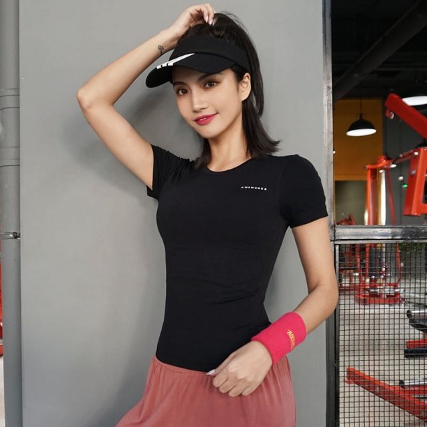 Ropa de fitness Ropa de yoga de manga corta transpirable que absorbe el sudor Top de mujer Ropa para correr de alta elasticidad Ropa de secado rápido Camiseta deportiva ajustada