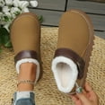 thumbnail image 4 of Slippers for Women Furry Lined Winter Clogs Trendy Buckle Strap Slip on House Shoes Antislip Platform Lug Sole Casual Slides Khaki Size 6.5, 4 of 6