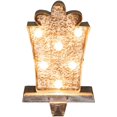 thumbnail image 1 of glitzhome 7.5" H Gift Box LED Light Stocking Holder Galvanized Seasonal Home Decor, 1 of 8