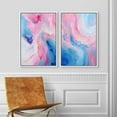 thumbnail image 3 of IDEA4WALL Framed Canvas Print Wall Art Set Serene Pink and Blue Swirls Calming Illustrations Digital Art Bohemian Minimalist Colorful Artwork for Living Room, Bedroom, Office - White 24"x36"x2, 3 of 5