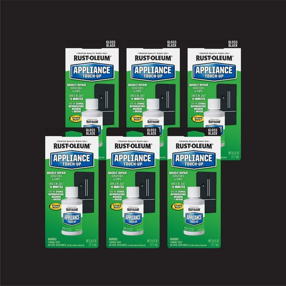 6 Pack, Black, Rust-Oleum Specialty Gloss Appliance Touch-Up-213174, 0.6 oz