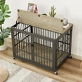 thumbnail image 2 of Pefilos 38" Heavy Duty Dog Crate for Small Dogs, Furniture Style Dog House with Wheels, Indoor Dog Cage Wrought Iron Frame Door with Side Openings, Gray, 2 of 10