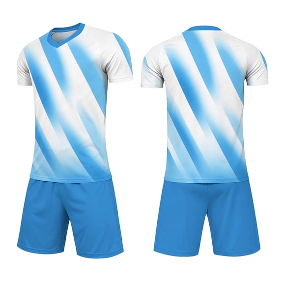 ITSAME Boys Girls Football Training Outfits Breathable V-Neck Top and Shorts 2-Piece Kids Soccer Uniform Set White Size 8
