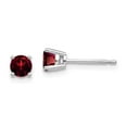 thumbnail image 1 of Real 14kt White Gold 4mm Garnet Earrings; for Adults and Teens; for Women and Men, 1 of 2