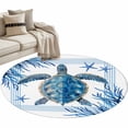 thumbnail image 2 of Ocean Turtle Round Area Rugs 3 ft, Blue Starfish Coral Summer Animal Striped Washable Small Area Rug with Non-Slip Sturdy Edge Binding Round Front Door Mat Floor Carpet for Entryway, 2 of 9