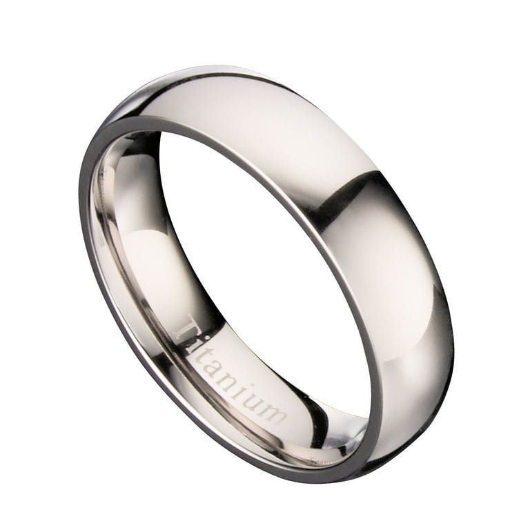 5mm Polished Titanium Wedding Ring Comfort Fit Band Men s White