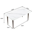thumbnail image 4 of Magic Home 63" Light Luxury Sintered Stone Dining Table with Carbon Steel Legs,Dining Table for 6 Person with Slate Rectangular Tabletop for Dining Room, White Tabletop with Moran Purple Legs, 4 of 6