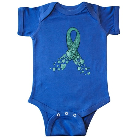 

Inktastic Ovarian Cancer Awareness Teal Ribbon Made of Hearts Gift Baby Boy or Baby Girl Bodysuit
