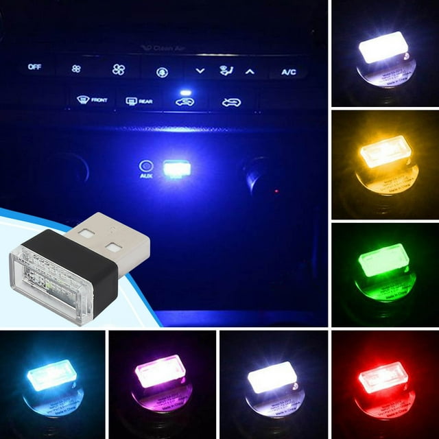 Xihbxyly Luz de Ambiente Usb de 7 Piezas, Diseño Mini Led Inalámbrico, Luces de Neón Multicolor, Iluminación Ambiental para Interior de Coche, Compatibilidad Usb Universal, Fácil Instalación, 7 Color