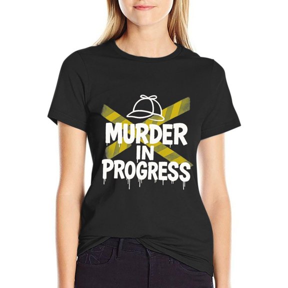 Murder In Progress Women's T Shirts Short Sleeve Tees Graphic Summer Tops Small