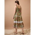 thumbnail image 4 of Globus Women Floral Print Tie-Up Sleeves Schiffli Embroidered Hem Midi Fit & Flare Fusion Dress, 4 of 6