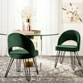 thumbnail image 2 of SAFAVIEH Jora Velvet Retro Side Chair Set of 2 Malachite Green / Black, 2 of 12