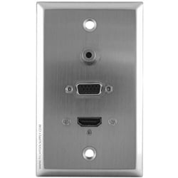 Svga Wall Plate - 1 3.5mm 1x HDMI 1x SVGA Stainless Steel Wall Plate