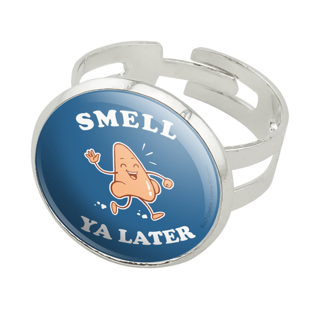 Smell Ya Later See Nose Funny Humor Silver Plated Adjustable Novelty Ring -  