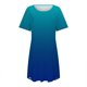 thumbnail image 4 of Gibobby Pijamas para mujer Camisón de manga corta con estampado degradado y cuello redondo para mujer, camisón cómodo(Azul,XL), 4 of 5