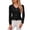Black, variant on yunLCZ Casual Tops Discounted V Neck Long Sleeved T Shirt Loose Button Top workout form-fitting T-shirts women