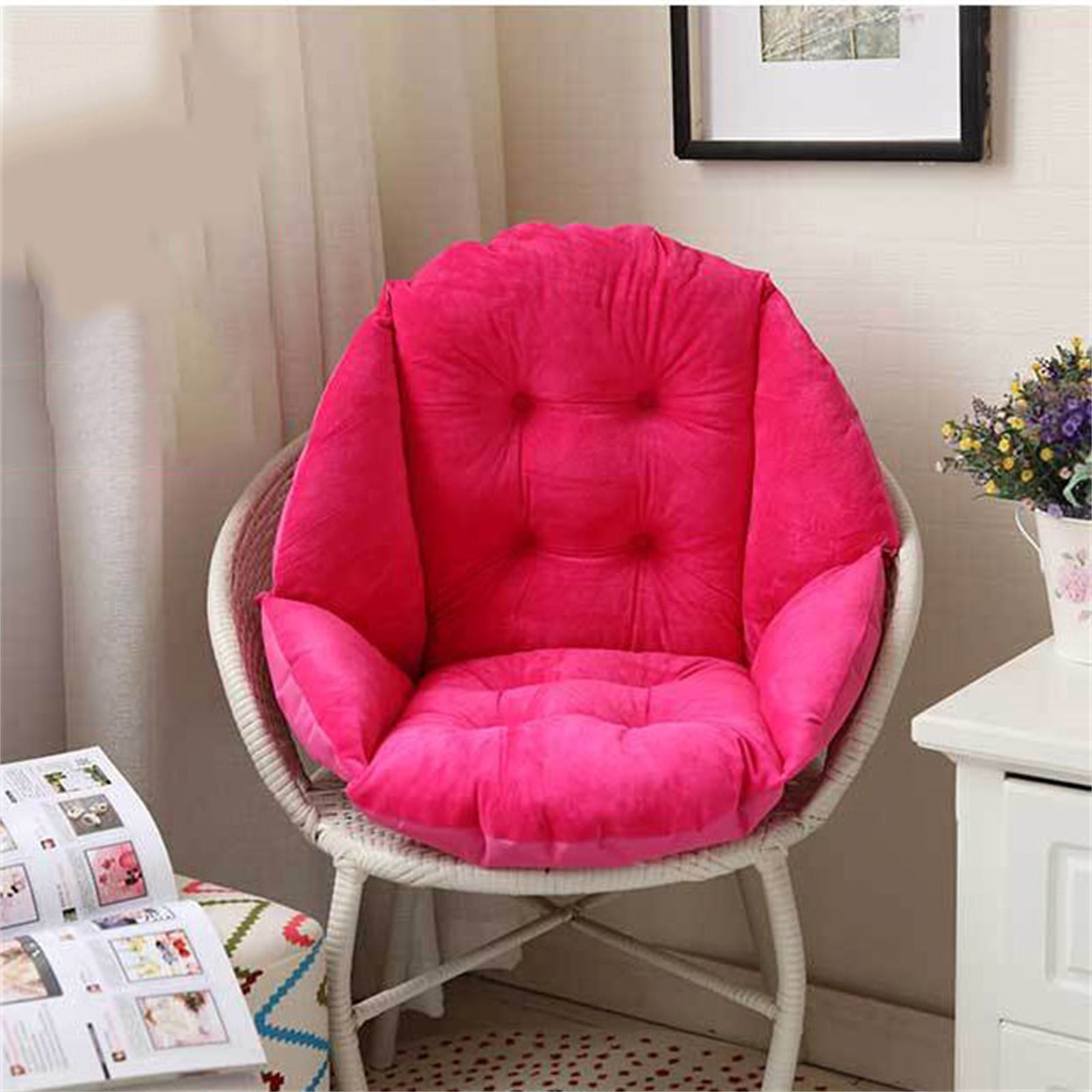 EGYMEN Hammock Swing Chair Cushion, 16"x16" Hanging Basket Seat Pillow, Soft Hanging Egg Chair Back Cushions Pads, for Indoor and Outdoor Garden Offices(Hot Pink)