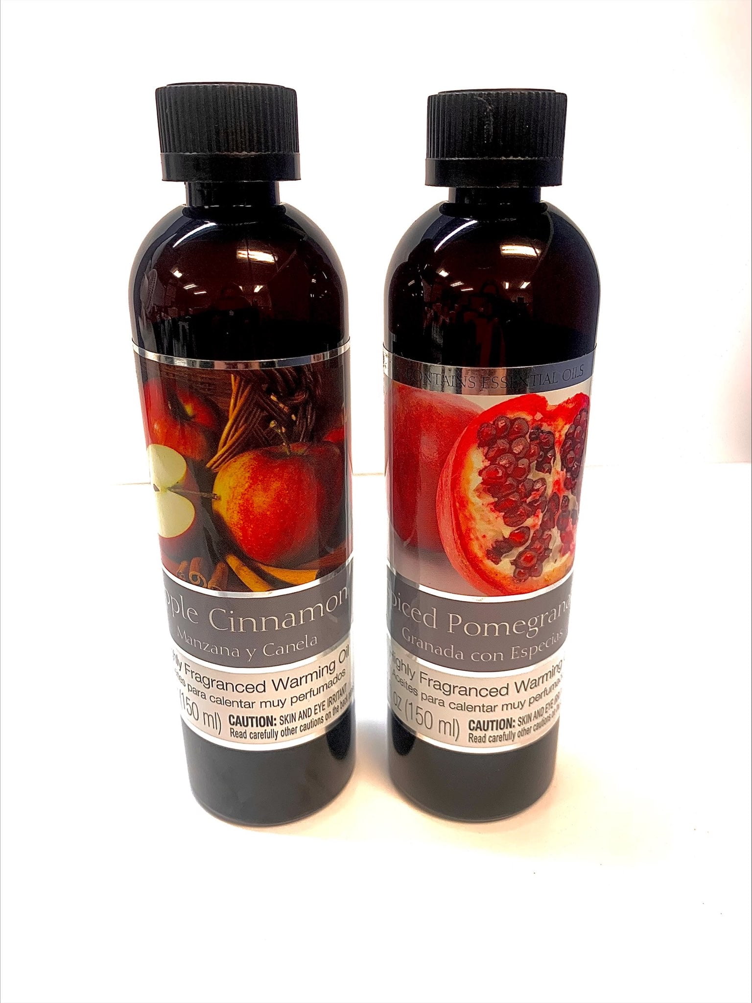 Hosley Set of 2 Assorted Fragrance Warming Oils 5oz Each-Spiced Pomegranate & Apple Cinnamon