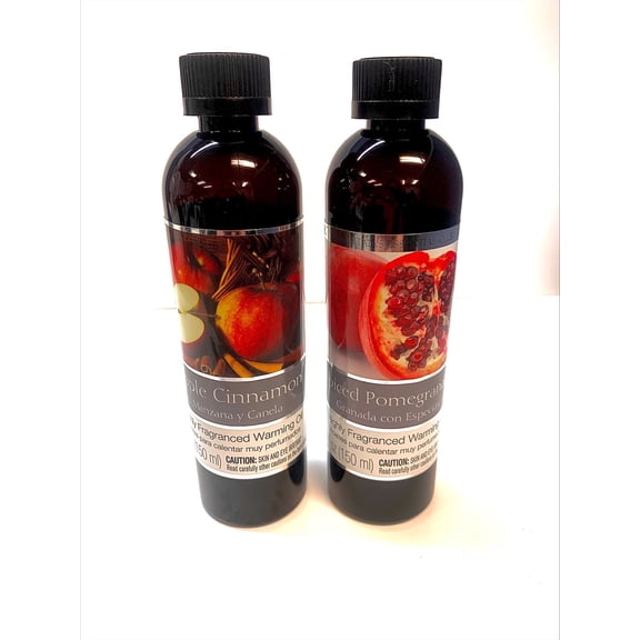 Hosley Set of 2, 5oz Assorted Spiced Pomegranate & Apple Cinnamon Fragrance Warming Oils