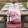 thumbnail image 4 of Valentine's Day Table Runner - 90 Inch Long Romantic Love Tree Truck Roses Pink Plaid Cotton and Linen Blended Dress Scarves Farmhouse Table Runner for Kitchen Dining, Coffee Table, 13" x 90", 4 of 8