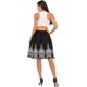 thumbnail image 5 of Love Welove Fashion Mujer Verano Algodón A-Line Acampanado Bordado Hasta la rodilla Forrado Hasta la rodilla Falda Negro con bordado blanco Tamaño mediano, 5 of 5