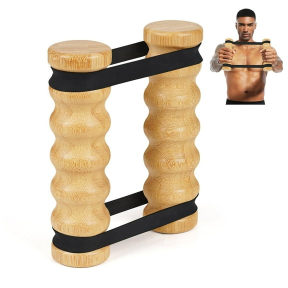 sunsanly Rip Stick Upper Body Workout Equipment Adjustable Resistance Bands with Wooden Handles Home Gym Portable Arm Chest Exercise Muscle Building Equipment