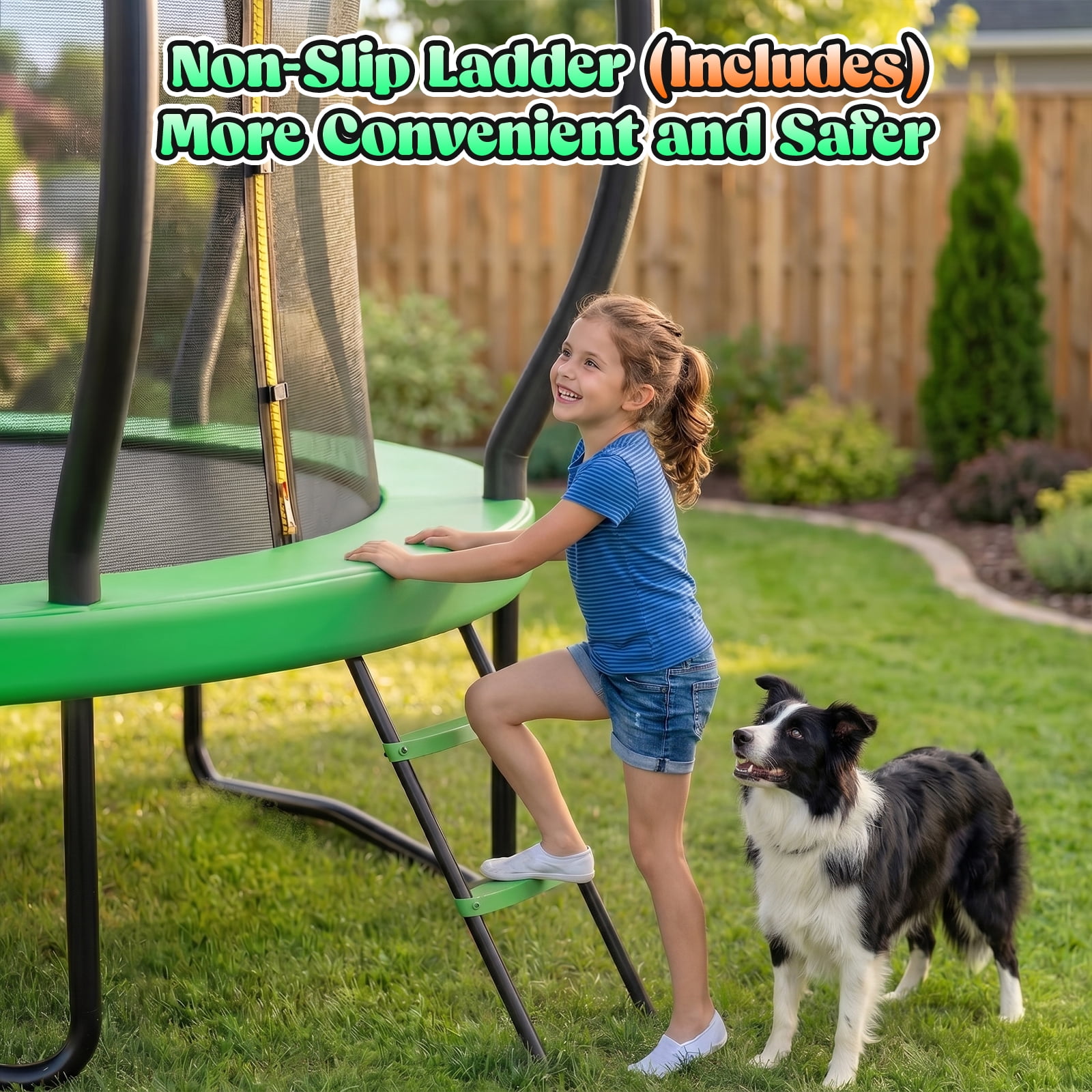 Outdoor Trampoline,Gardwin 12FT/14FT Round Trampoline with with Ladder,Sprinkler,Basketball Hoop Board,Recreational Backyard Trampolines Anti-Rust for Kids Gift