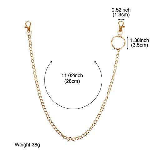 3 Pieces Pants Chain Pocket Chain Belt Metal Jeans Chain Wallet Chain with Lobst