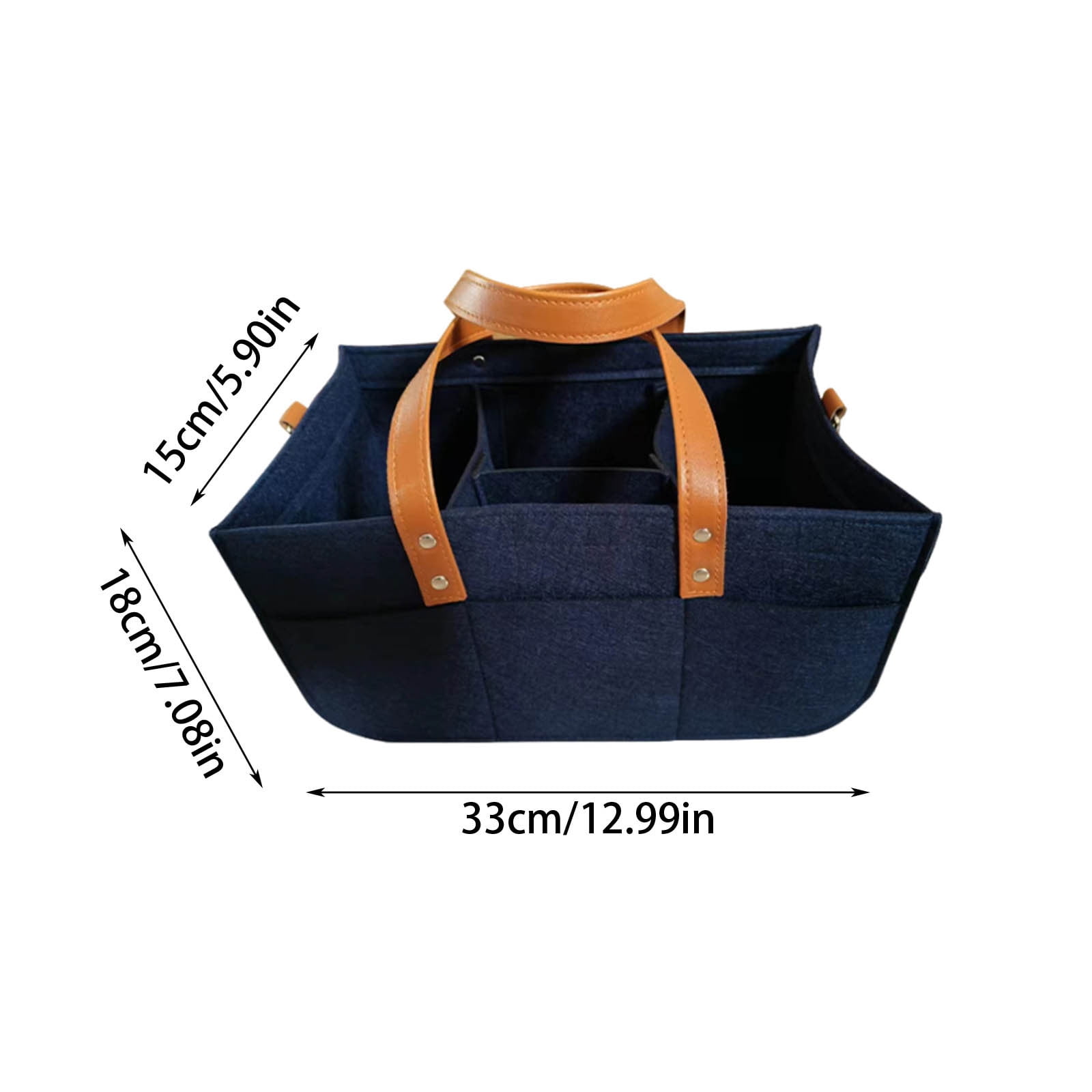 Weloille Felt Diaper Bag 33x15x18cm Foldable Storage Organizer, Gray with Brown Leather Handle, Portable Multifunctional Changing Station for Baby Care Essentials and Breast Pump Accessories