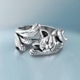 thumbnail image 1 of Frog Toad Animal Rings for Women men Artistic Design Retro Opening Resizable Unisex Female Statement Rings Silver Color Gift Cat-1 Resizable, 1 of 6