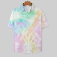 thumbnail image 3 of Mens Summer Colorful Tie Dye Vortex Shirts Button Down Short Sleeve Vintage Hawaiian Shirts with Pocket, 3 of 6