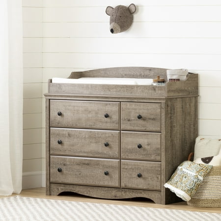 South Shore Angel Changing Table 6 Drawers Weathered Oak