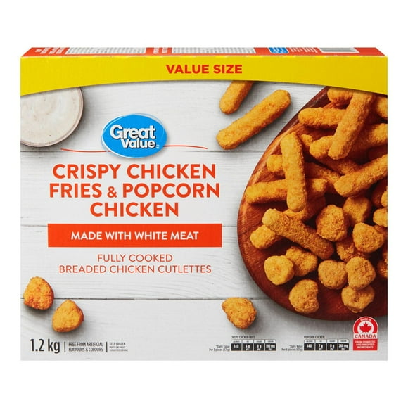 Great Value Crispy Chicken Fries & Popcorn Chicken (Value Pack), 1.2 kg