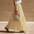 thumbnail image 4 of Women's A-Line Plaid Maxi Skirt Elastic High-Waisted Pleated Skirt Casual Flowy Chiffon Long Skirt for Summer Beach/Party/Vacation, 4 of 8