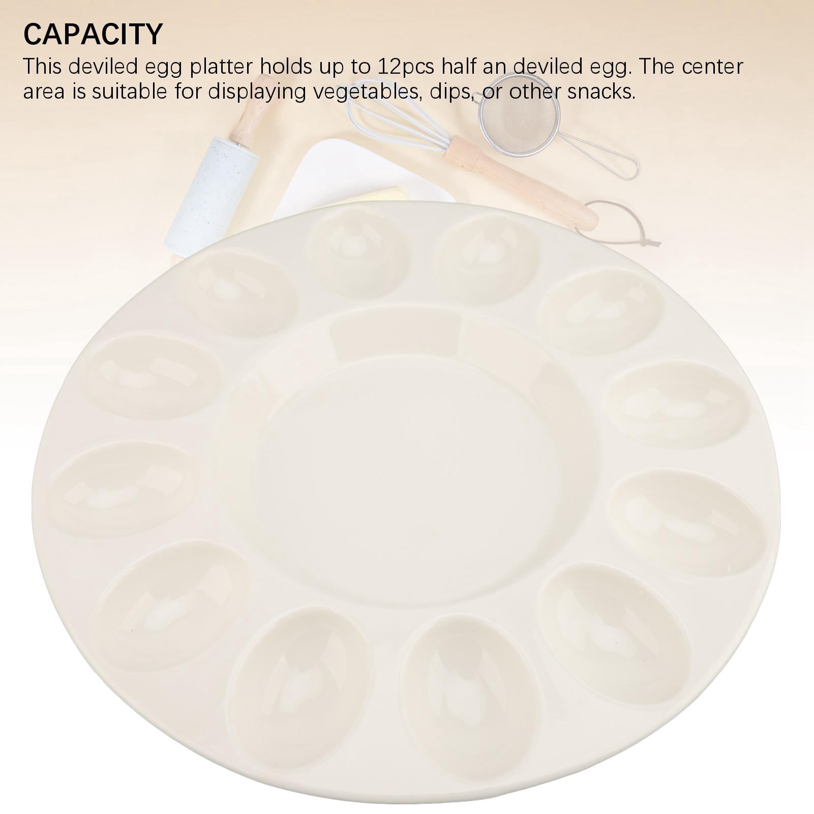 YAHHU 12‑Piece Ceramic Deviled Egg Platter – Heat‑Resistant, Dishwasher Safe Tray for BBQs, Parties & Fridge Display