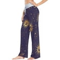 thumbnail image 2 of Women's Sun Moon Stars Geometric Pajama Pants, Casual Pajama Bottoms Lounge Pants Wide Leg, 2 of 7