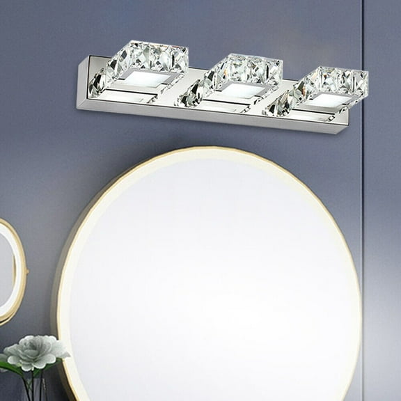 Miumaeov 3 Lights Modern Bathroom LED Crystal Mirror Front Light Wall Lamp Fixture Toilet Makeup Vanity Lamp