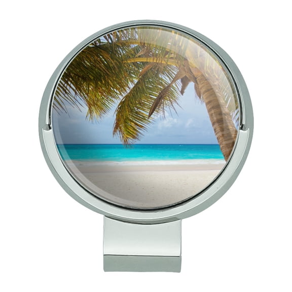 Tropical Palm Tree Ocean Beach Golf Hat Clip With Magnetic Ball Marker