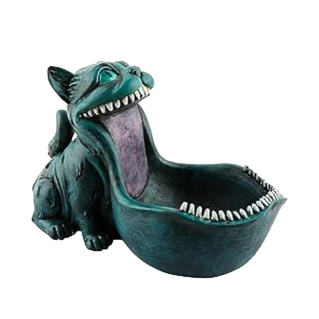 GUOOL Cat Key Bowl Large Mouth Sculpture Candy Dish for Housewarming Birthday Home Blue Cat
