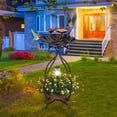 thumbnail image 3 of Solar Outdoor Bird Bath Feeder Combo with Flower Planter Pedestal and Solar Lights, 3 of 8