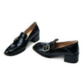 thumbnail image 3 of YDN Women Square Toe Strap Buckle Loafers Slip On Block Low Heel Pumps Retro Daily Wear Shoes Size 7 Navy, 3 of 4