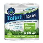 Freedom Living Septic Tank Safe Toilet Tissue 2-Ply, 4 Rolls, 500 Sheets each &