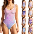 thumbnail image 2 of CCRFTGI Swimsuit for Women One Piece Swimsuit Sports Adjustable Strap Summer Baech Bathing Suit Gradient High Cut Swimsuits Purple XL, 2 of 8