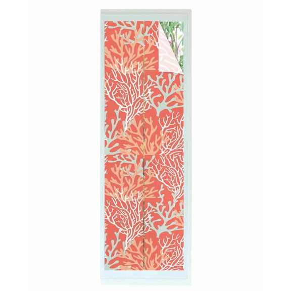 Window Privacy Film, Coral Red Coral UV Sun Blocking Window Tint Film Heat Control One Way Blackout Window Film, Spring Summer Coastal Nautical Ocean Beach Non Adhesive Static Cling 23.6x78.7 In