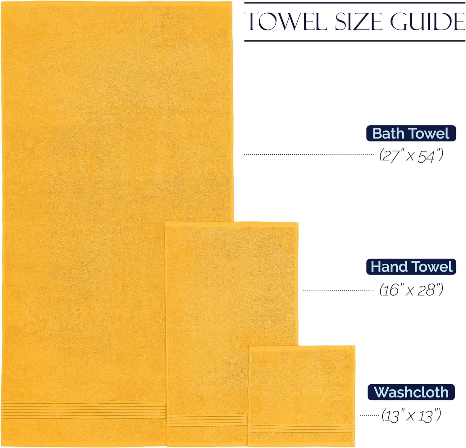 6-Piece Premium Towel Set, 2 Bath Towels, 2 Hand Towels, and 2 Wash Clothes, 600 GSM, Squash