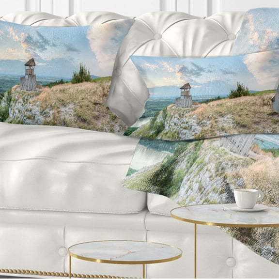 Designart View Tower on Hill Panorama - Landscape Printed Throw Pillow - 12x20