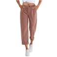 thumbnail image 2 of Sevevn Women's Fall Corduroy Pleated Draped Straight-Leg Roll-Cuff Pants Versatile Comfortable Casual Outdoor Pants with Pockets, 2 of 9