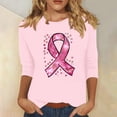 thumbnail image 4 of Hfnxid Breast Cancer Awareness Tshirt Shirts for Women 3/4 Sleeve Pink Ribbon Graphic T-Shirt Crew Neck Inspirational Hope Top, 4 of 4