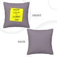 thumbnail image 3 of Square Throw Pillow Covers with Core, Keep Calm Slogan Labels Purple Pillows for Sofa Beds, 20"x20", 3 of 9