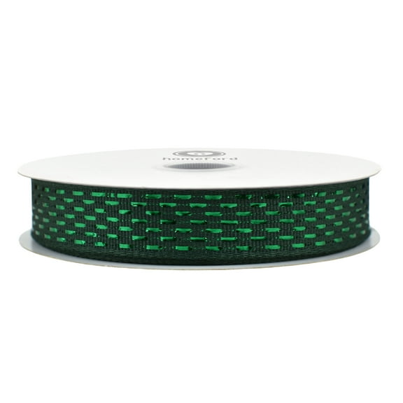 HOMEFORD Christmas Metallic Dash Weave Wired Ribbon, 5/8-inch, 10-yard, Hunter